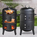 3-Tier Charcoal Smoker Grill, Portable