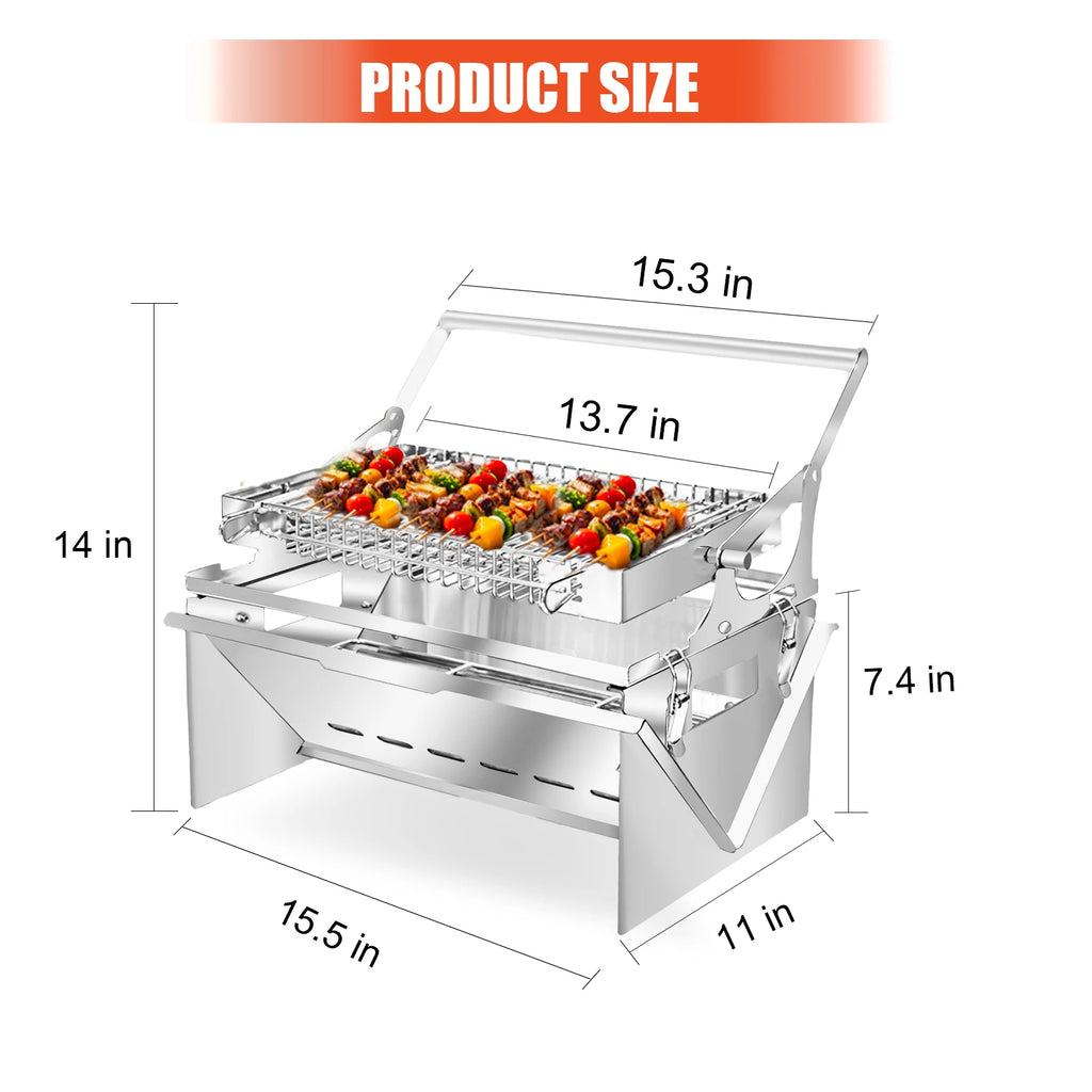 BBQ Grill Camping Turnover The Top Turn 360⁰ Through The Handle