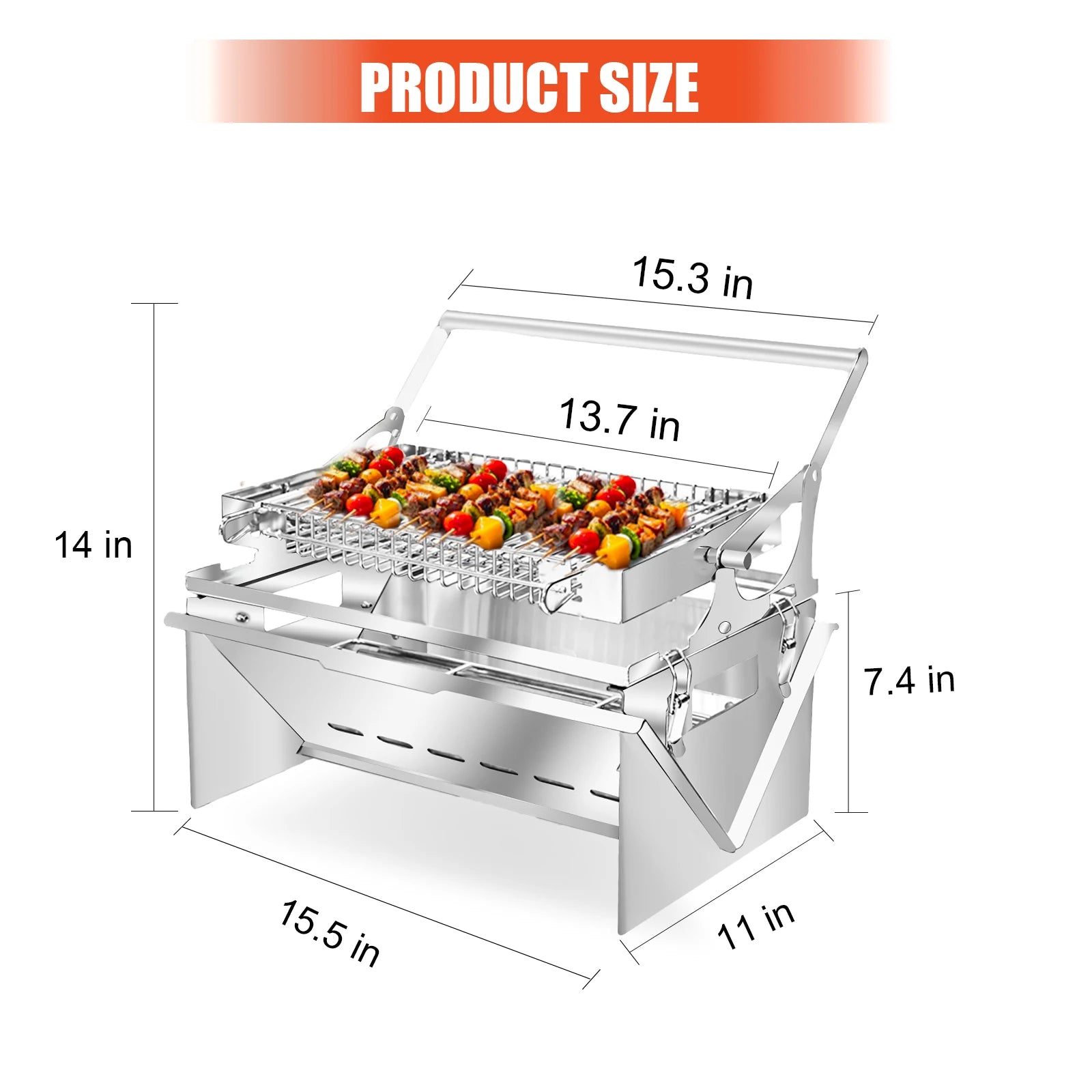 BBQ Grill Camping Turnover The Top Turn 360⁰ Through The Handle