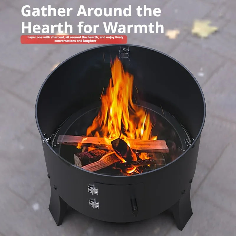 3-Tier Charcoal Smoker Grill, Portable