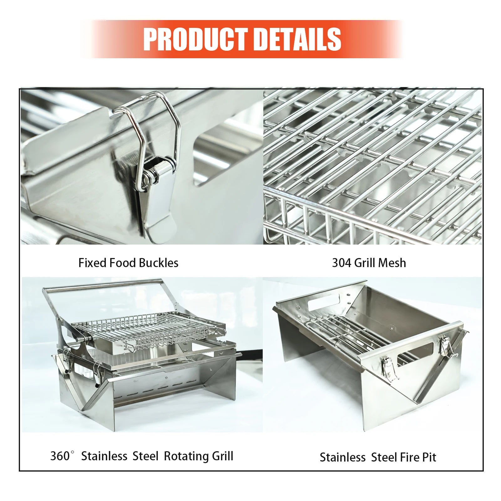 BBQ Grill Camping Turnover The Top Turn 360⁰ Through The Handle
