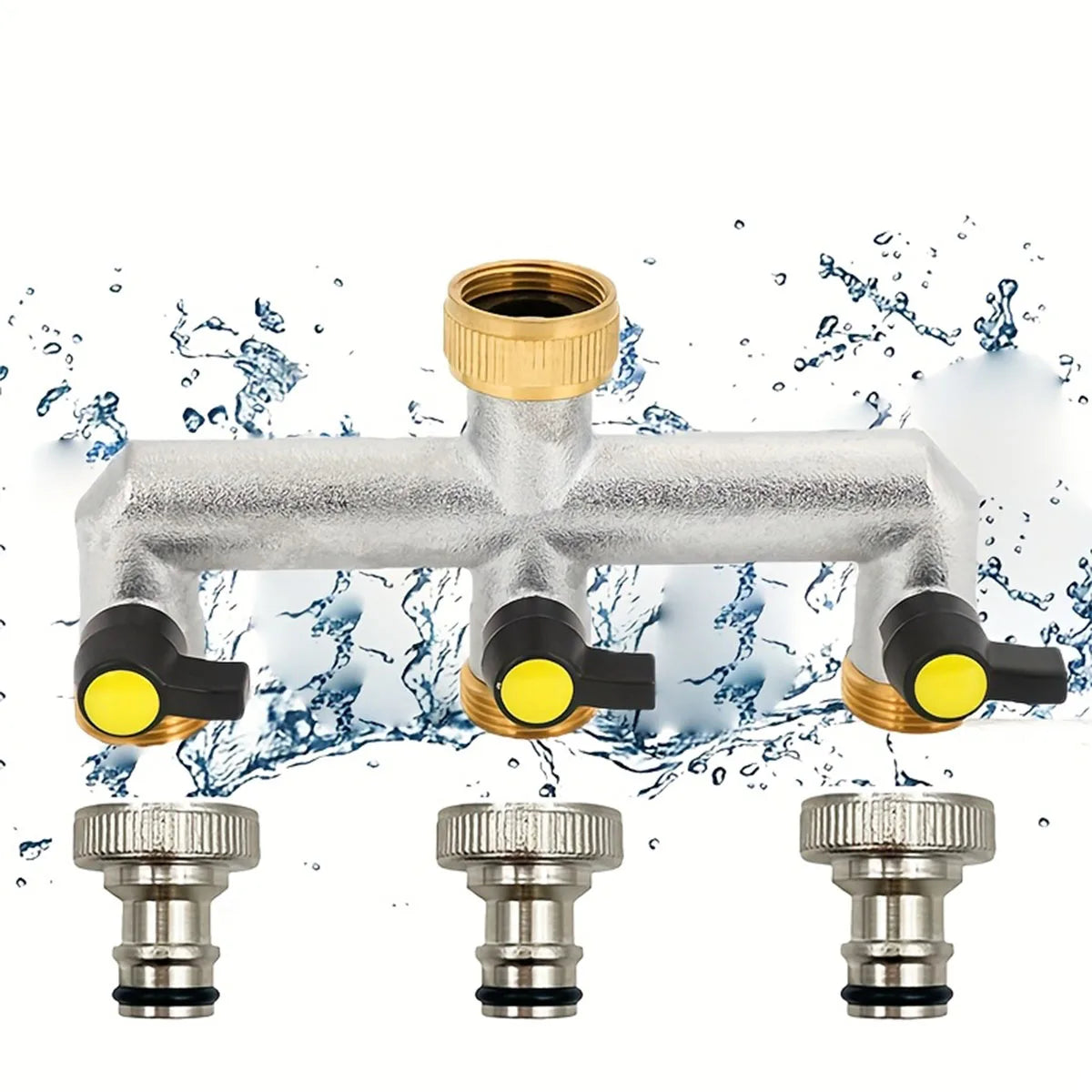 Hose Splitter, 2/3 Way Heavy Duty Brass Garden Hose Splitter, Outdoor Faucet Splitter, for 3/4" Hose Connector