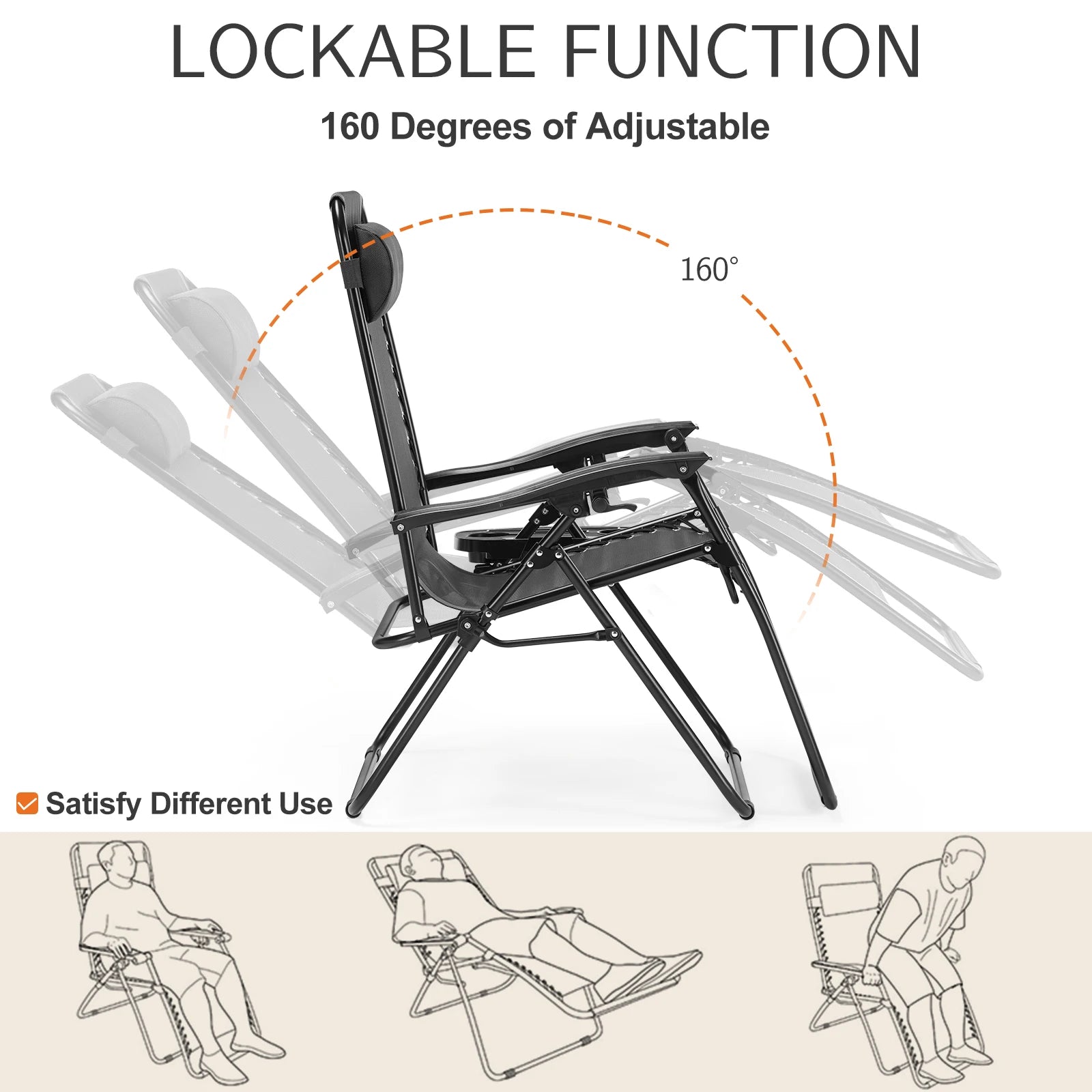 JHK Zero Gravity Set of 2 Portable Recliner