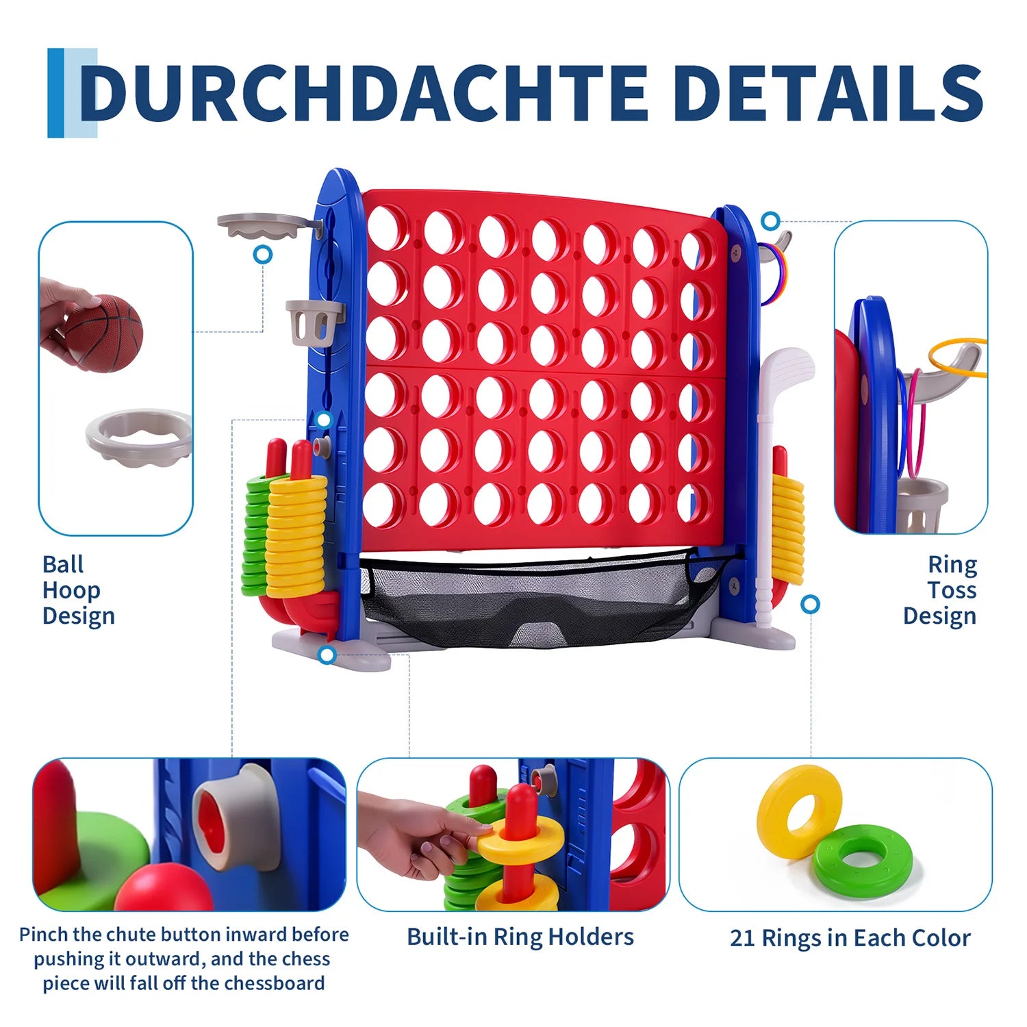 4-in-1 Giant Connect Game Set Adjustable Height,