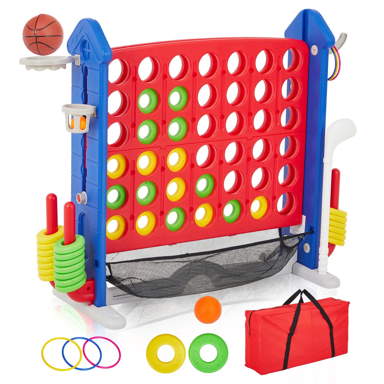 4-in-1 Giant Connect Game Set Adjustable Height,