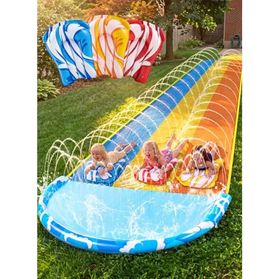 22.5ft x 82in Waves Triple Lawn Water Slide, Heavy duty