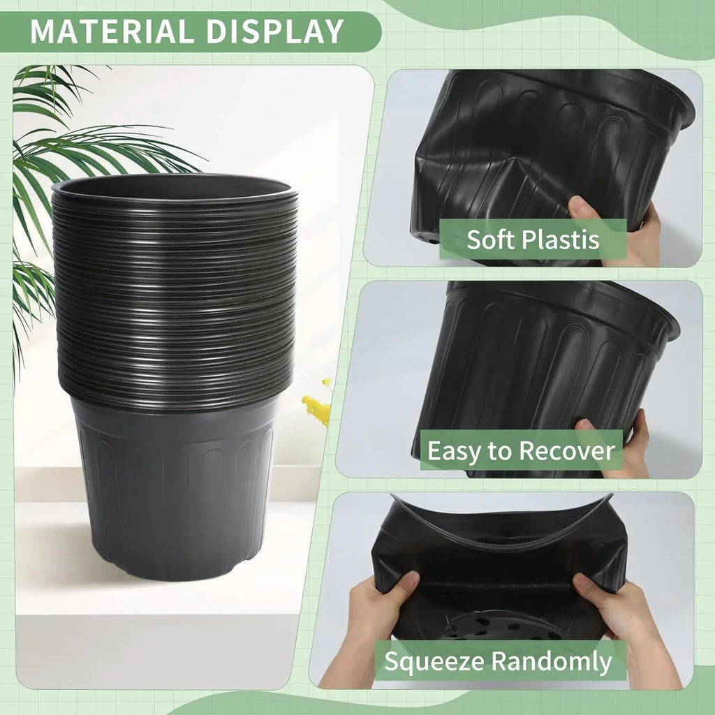 40 Pack 3 Gallon Plastic Plant Pots