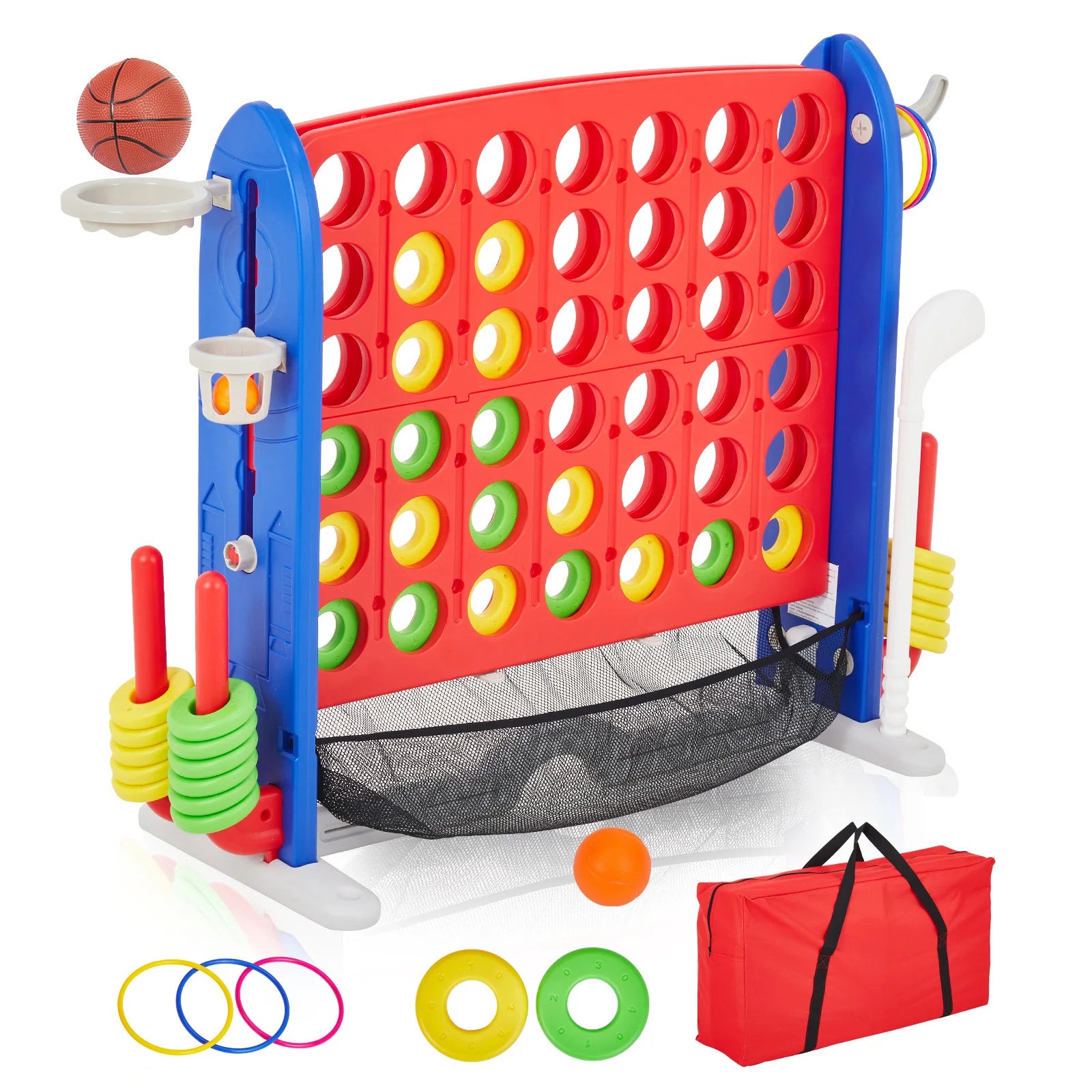 4-in-1 Giant Connect Game Set Adjustable Height,