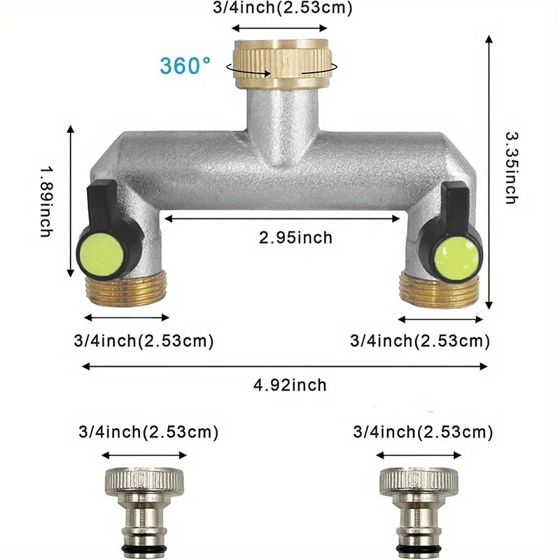Hose Splitter, 2/3 Way Heavy Duty Brass Garden Hose Splitter, Outdoor Faucet Splitter, for 3/4" Hose Connector