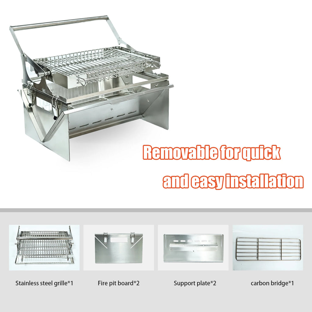 BBQ Grill Camping Turnover The Top Turn 360⁰ Through The Handle