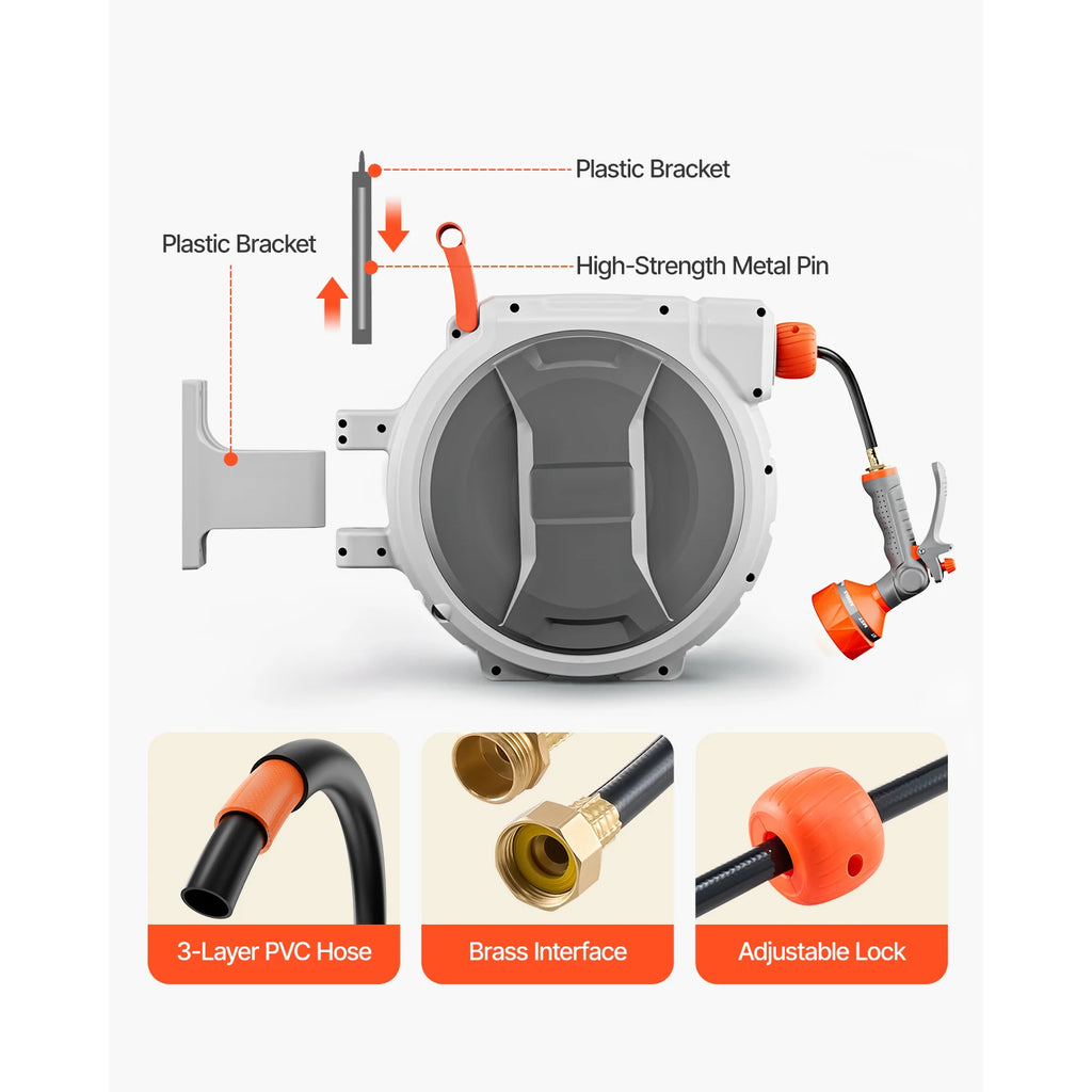 Retractable Garden Hose Reel Wall Mounted