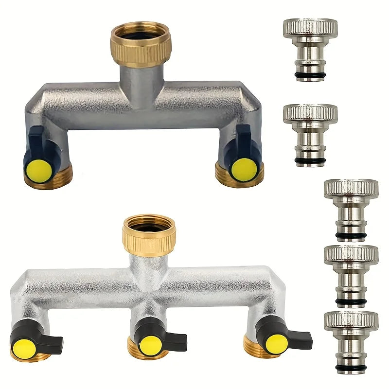 Hose Splitter, 2/3 Way Heavy Duty Brass Garden Hose Splitter, Outdoor Faucet Splitter, for 3/4" Hose Connector