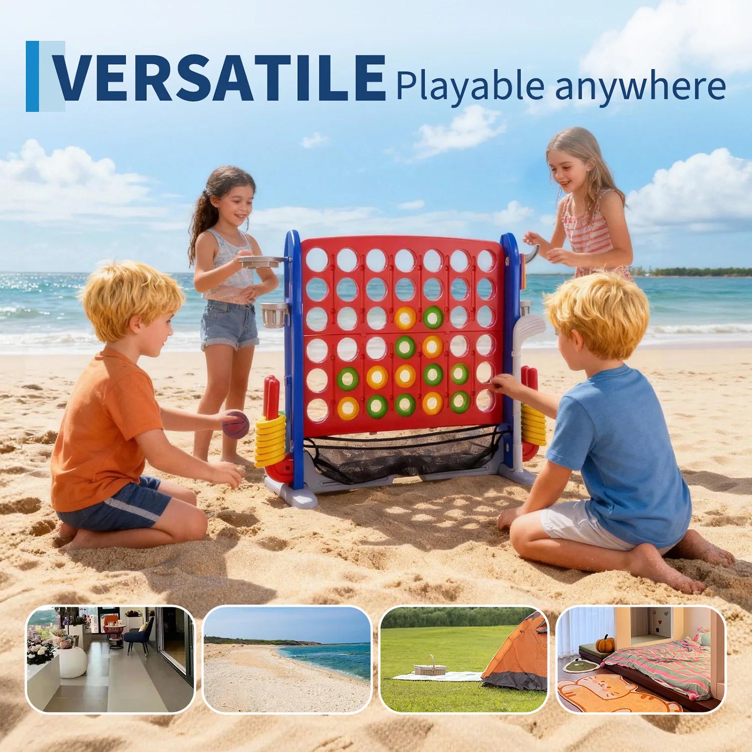 4-in-1 Giant Connect Game Set Adjustable Height,
