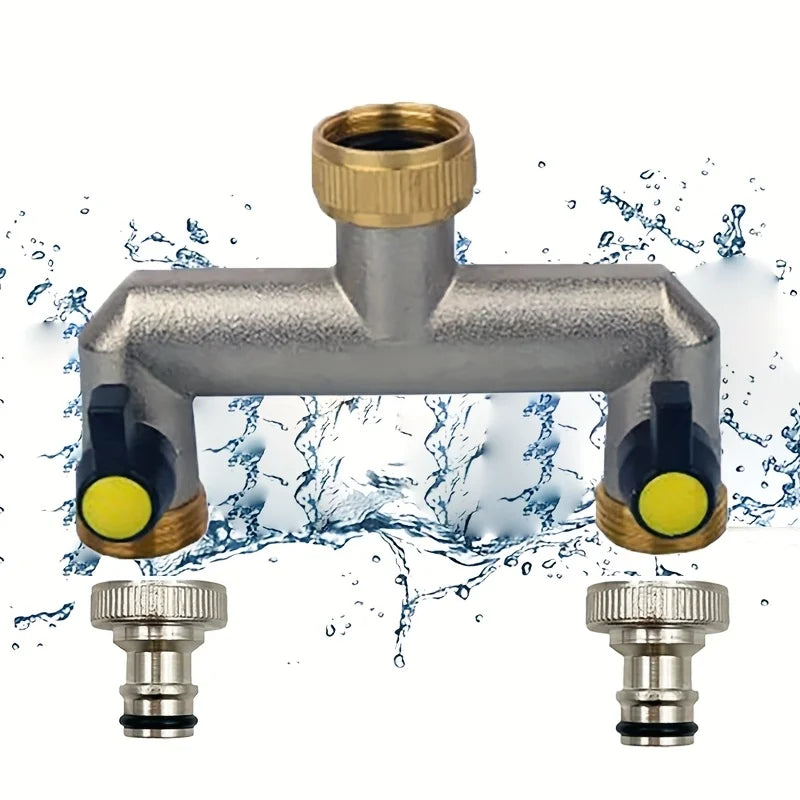 Hose Splitter, 2/3 Way Heavy Duty Brass Garden Hose Splitter, Outdoor Faucet Splitter, for 3/4" Hose Connector