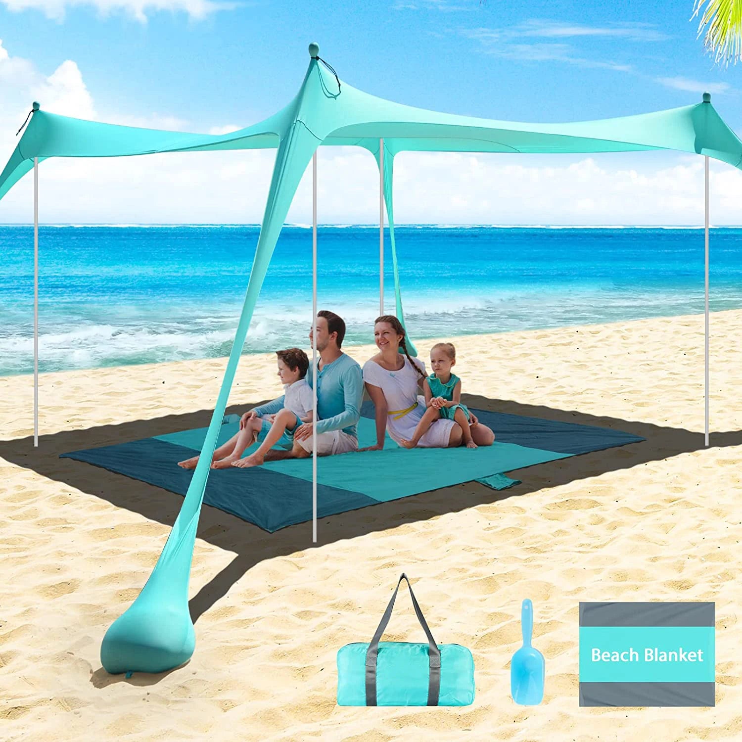 10x10 FT Family Beach Tent Sunshade