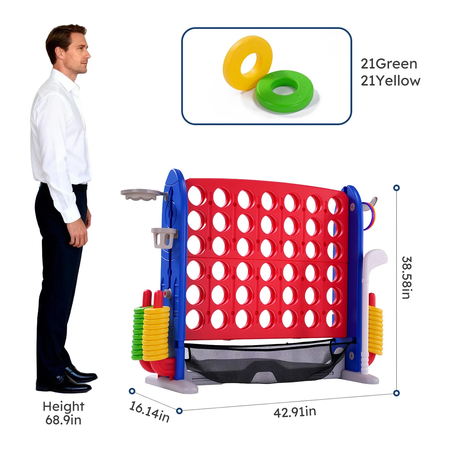 4-in-1 Giant Connect Game Set Adjustable Height,