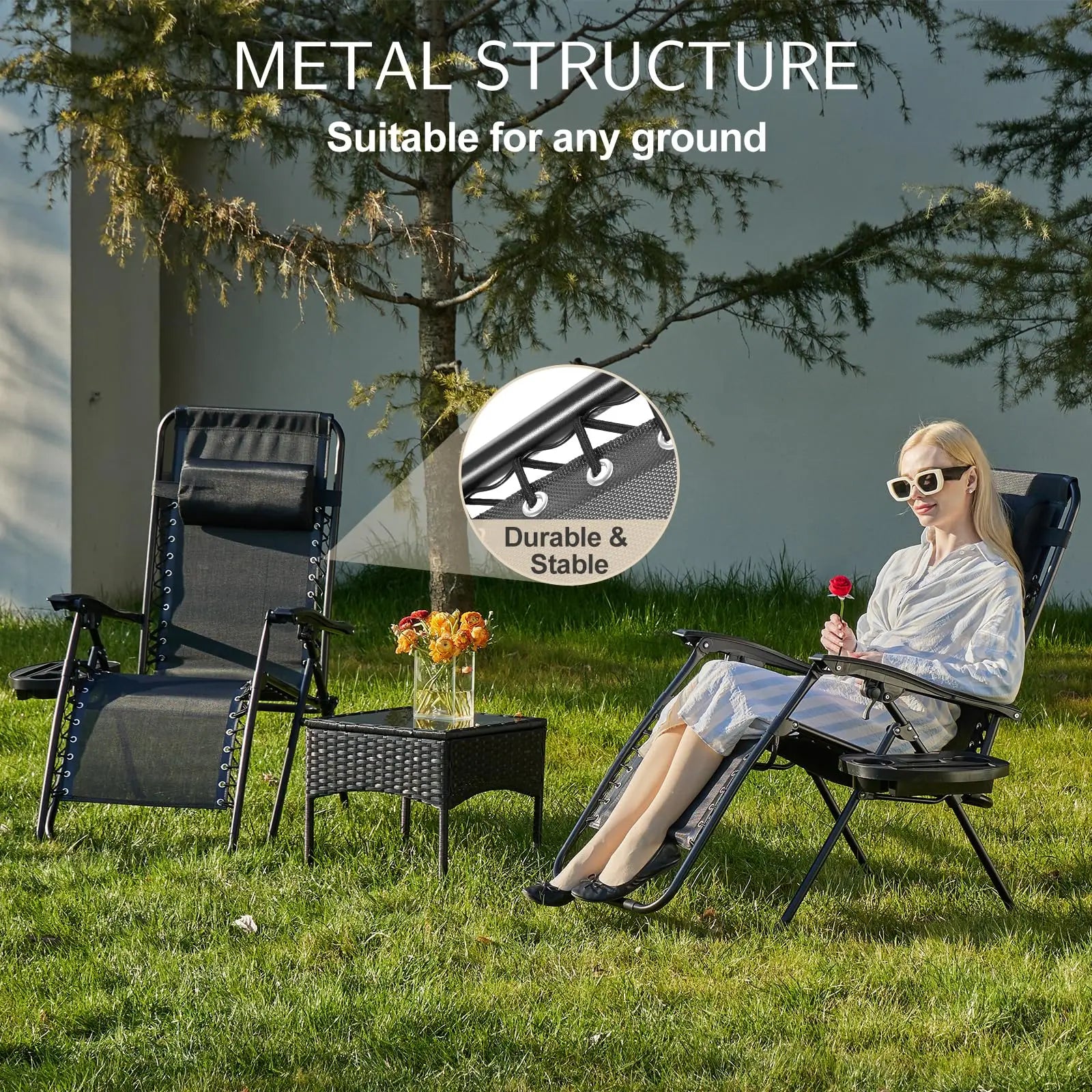 JHK Zero Gravity Set of 2 Portable Recliner