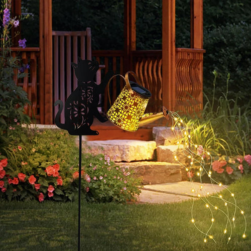 1 Outdoor Solar Cat/Dog Silhouette Watering Can Light