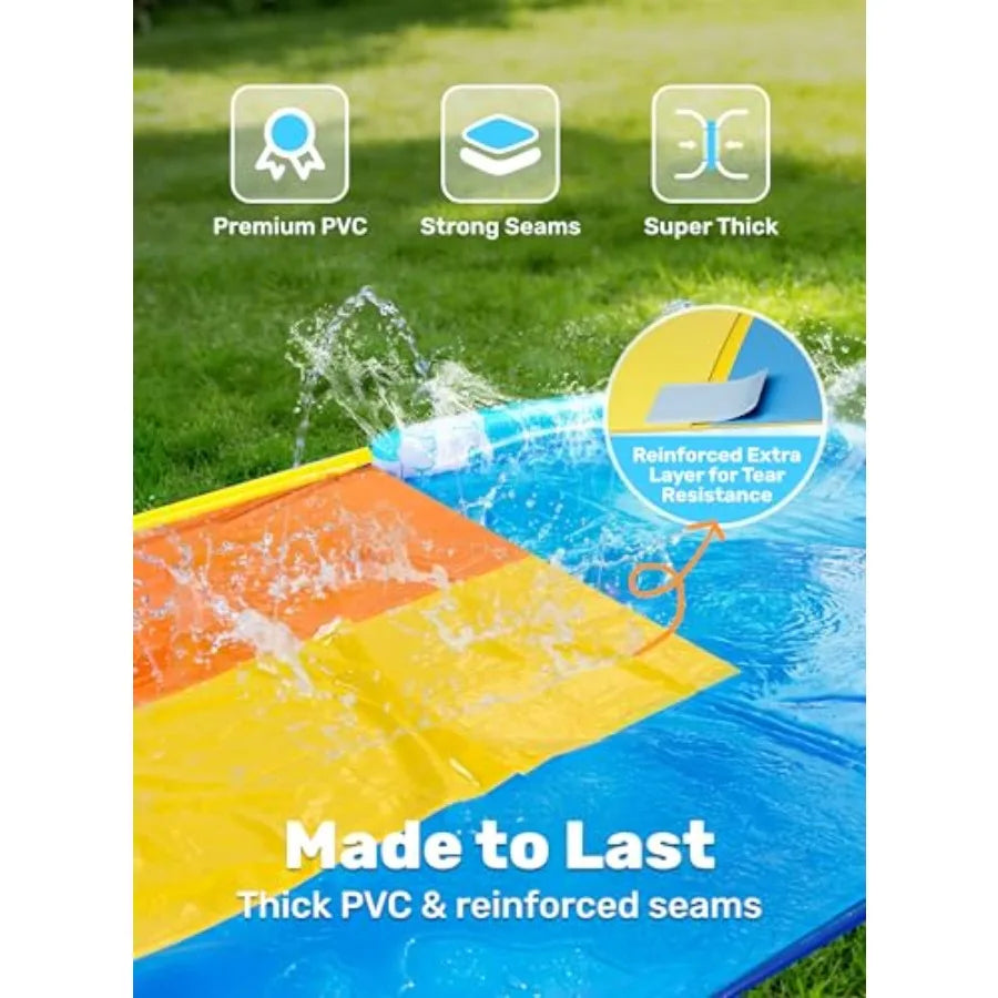 22.5ft x 82in Waves Triple Lawn Water Slide, Heavy duty