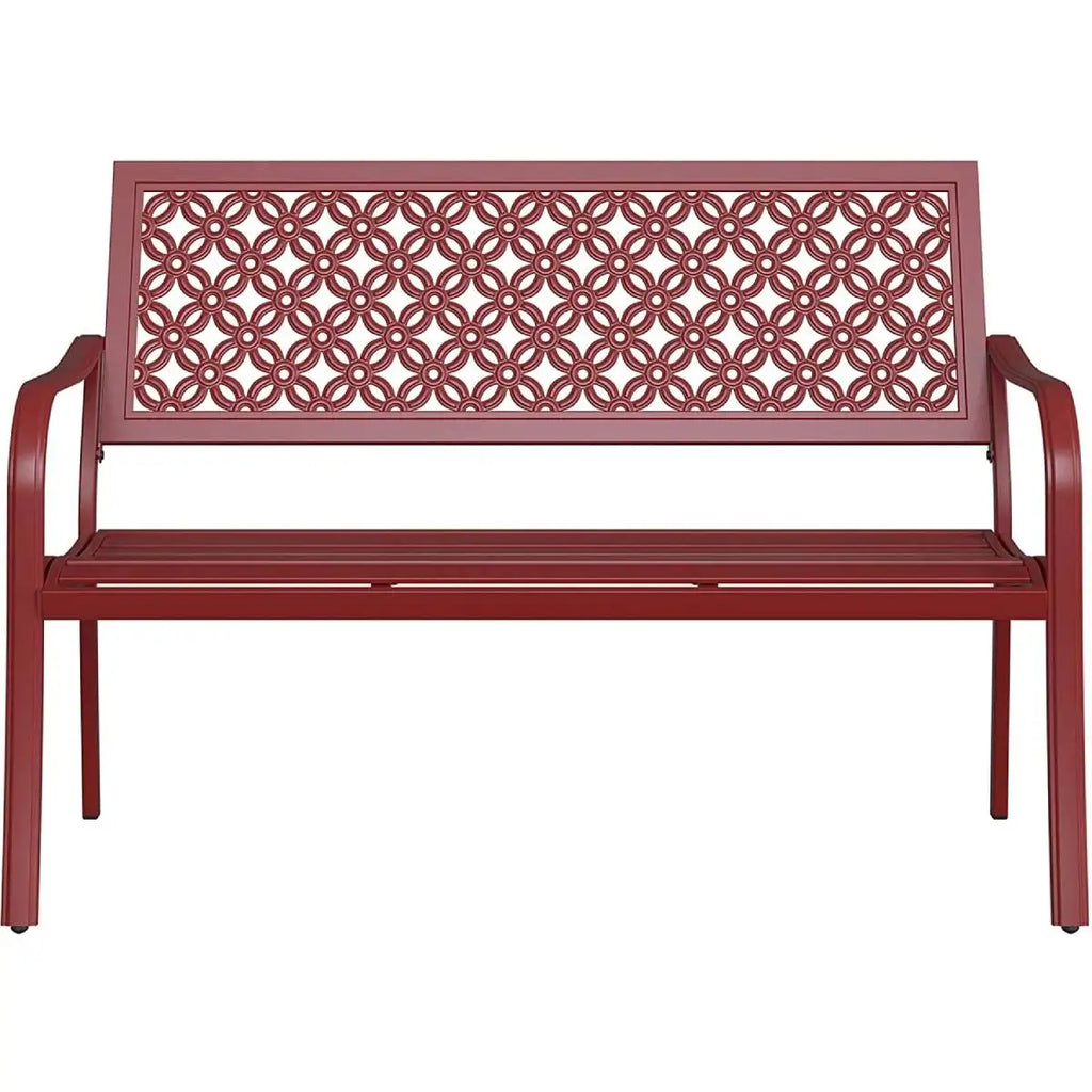 Outdoor Bench, Powder-coat Steel Frame