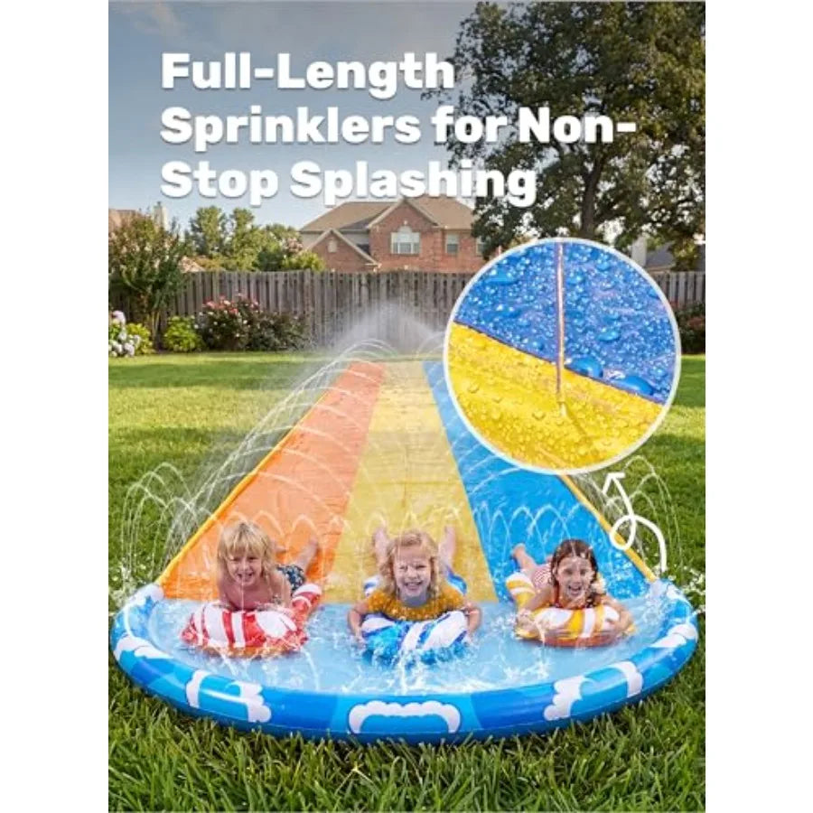 22.5ft x 82in Waves Triple Lawn Water Slide, Heavy duty