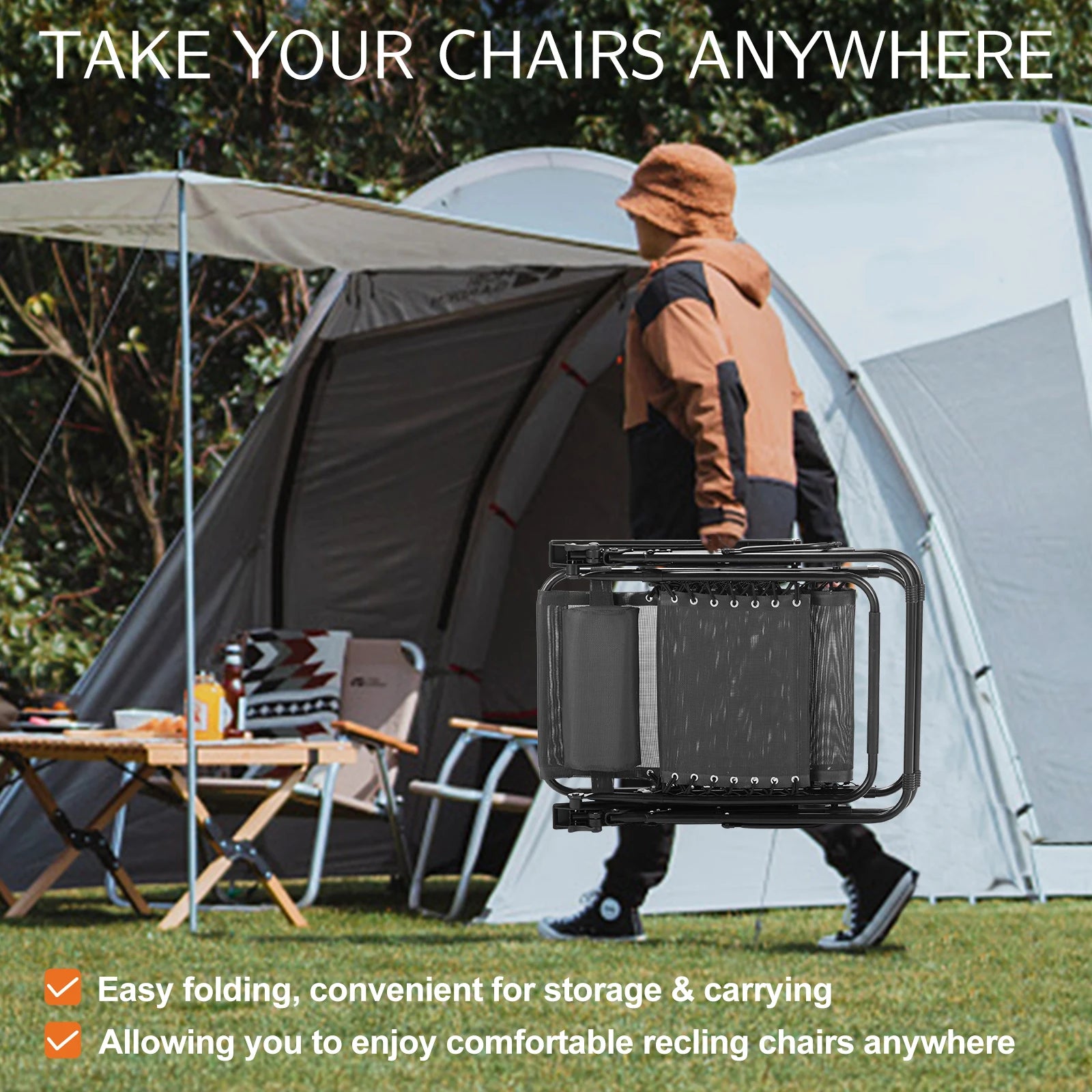 JHK Zero Gravity Set of 2 Portable Recliner