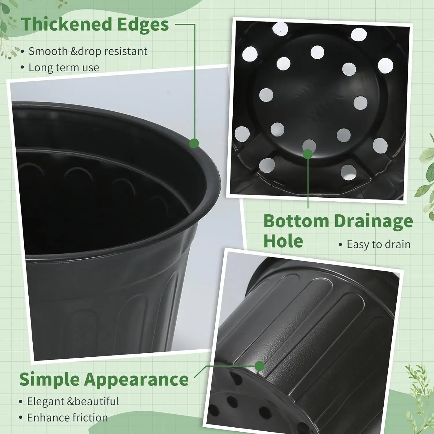 40 Pack 3 Gallon Plastic Plant Pots