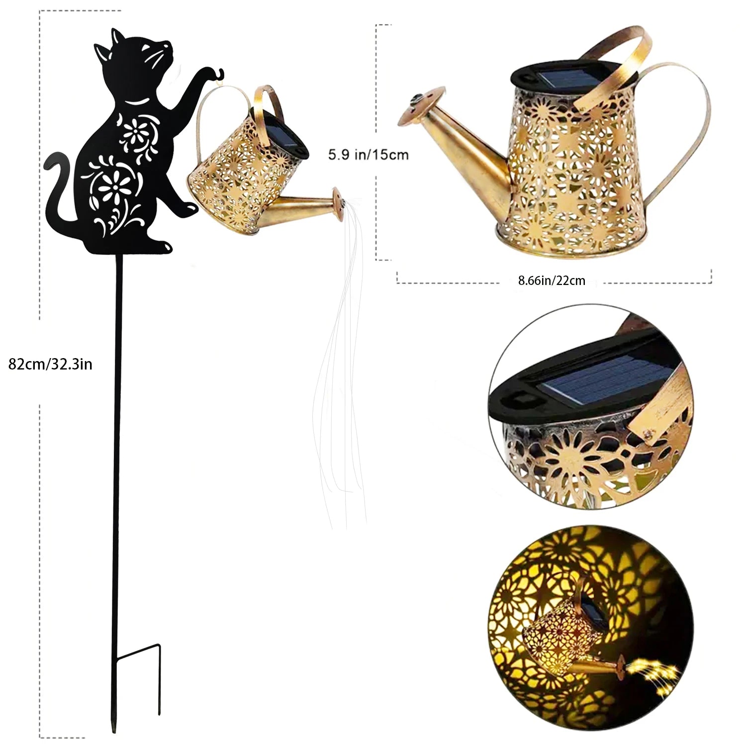1 Outdoor Solar Cat/Dog Silhouette Watering Can Light