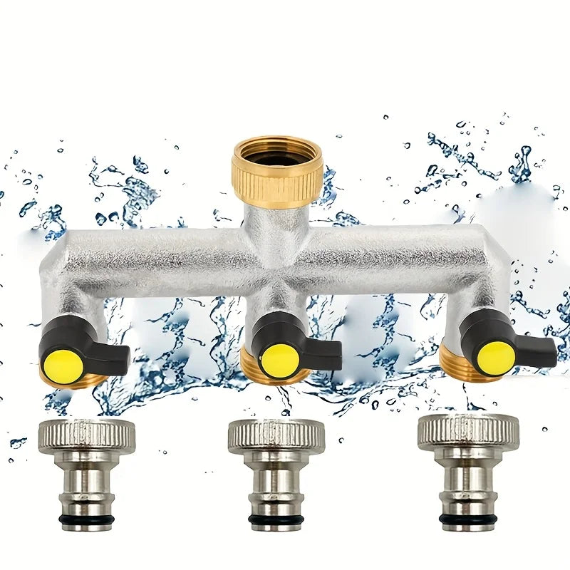 Hose Splitter, 2/3 Way Heavy Duty Brass Garden Hose Splitter, Outdoor Faucet Splitter, for 3/4" Hose Connector