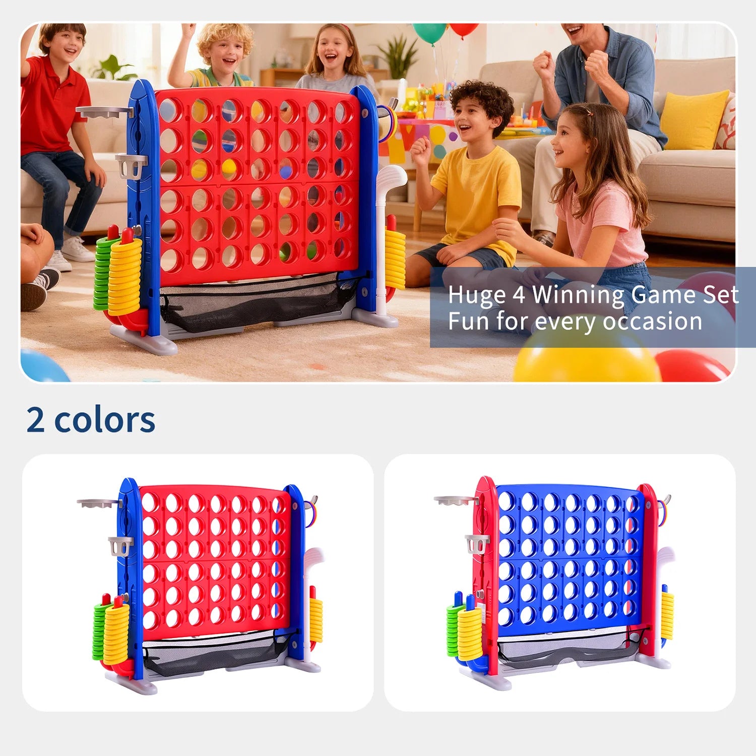 4-in-1 Giant Connect Game Set Adjustable Height,