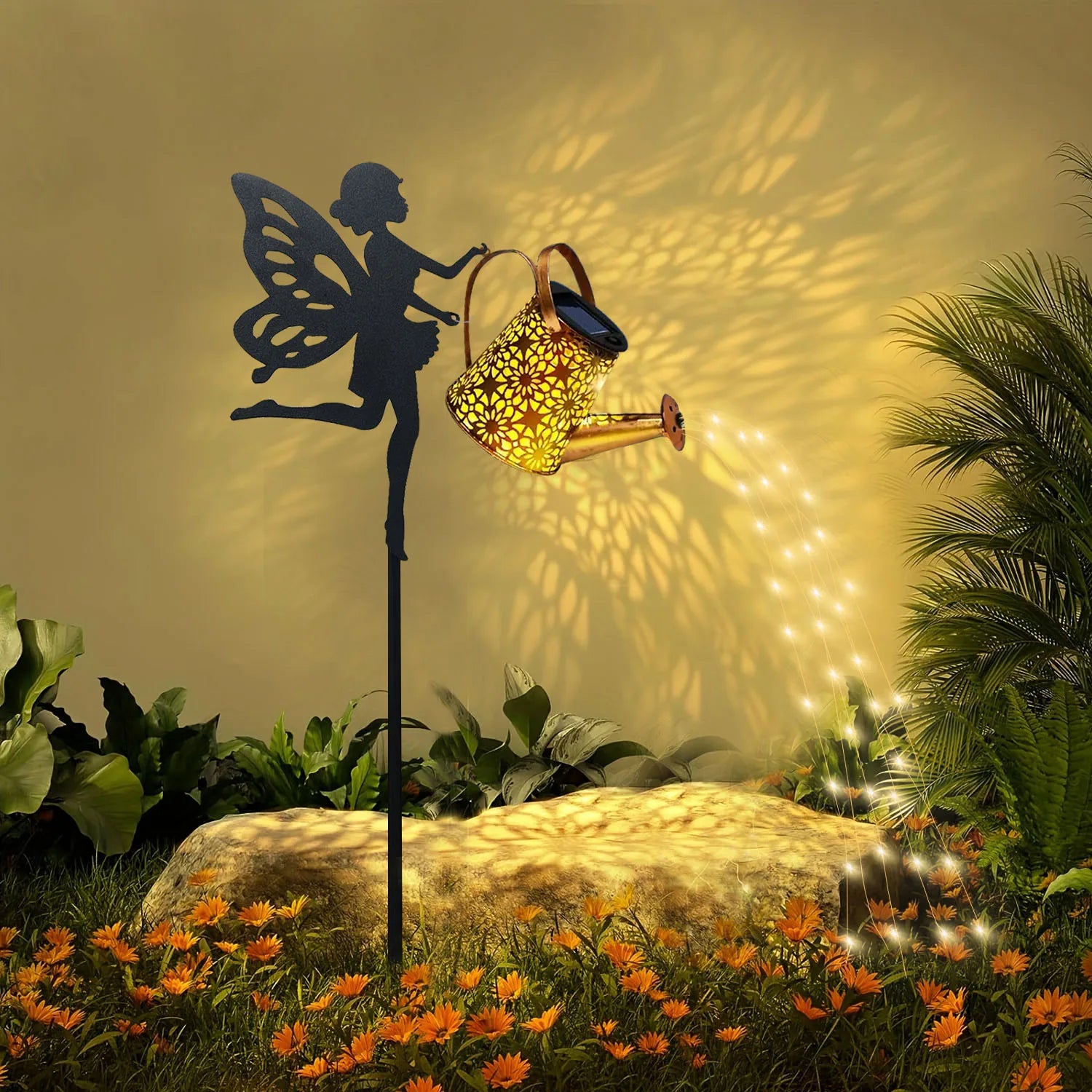 1 Outdoor Solar Cat/Dog Silhouette Watering Can Light