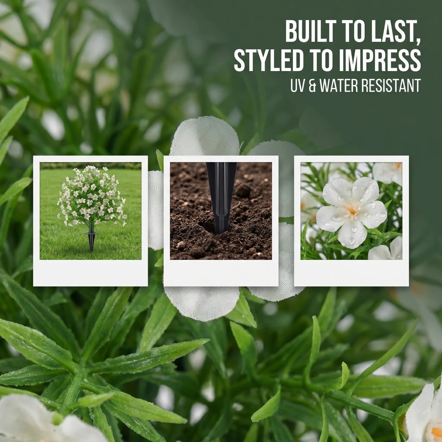 Outdoor Artificial Flowers with Stake, Greenery