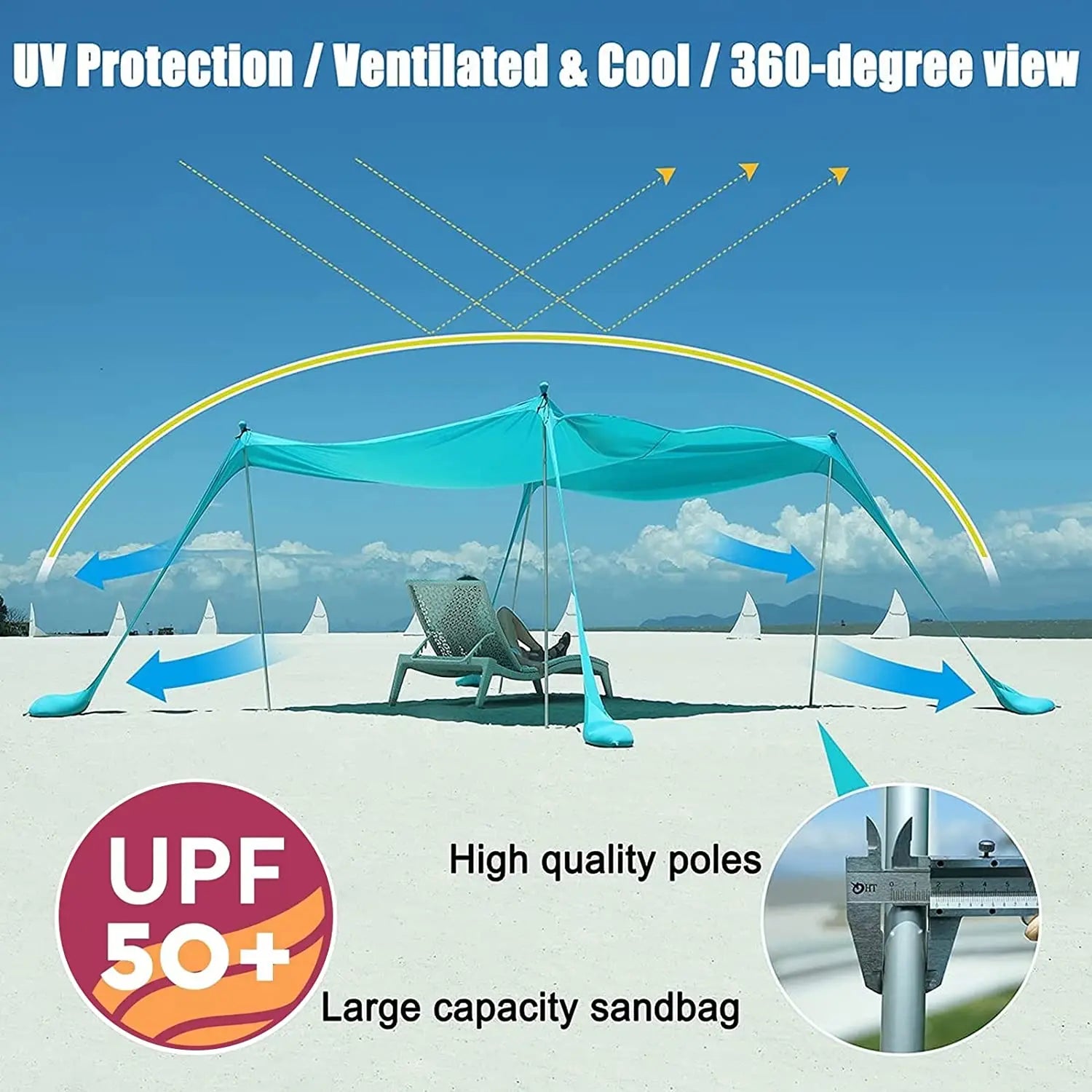 10x10 FT Family Beach Tent Sunshade