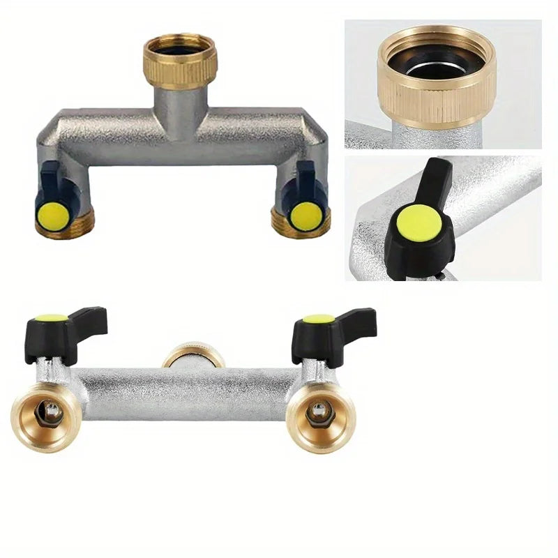 Hose Splitter, 2/3 Way Heavy Duty Brass Garden Hose Splitter, Outdoor Faucet Splitter, for 3/4" Hose Connector